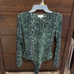 Green snakeskin bodysuit